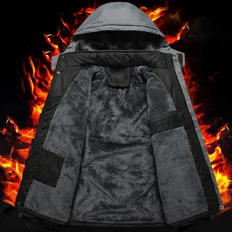 Winter Hood Jacket Cotton Padded Mens Windbreaker Overcoat Men Parka Coat Jackets Fleece inside M-5XL, ZA580