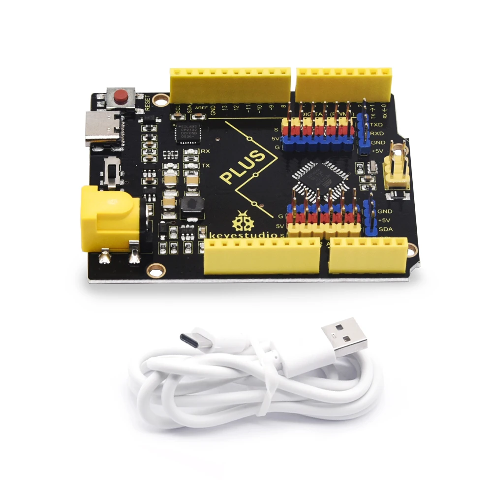 New! Keyestudio PLUSUNO  Development Control  Board with Type C Interface +USB Cable  Compatible with Arduino Uno R3