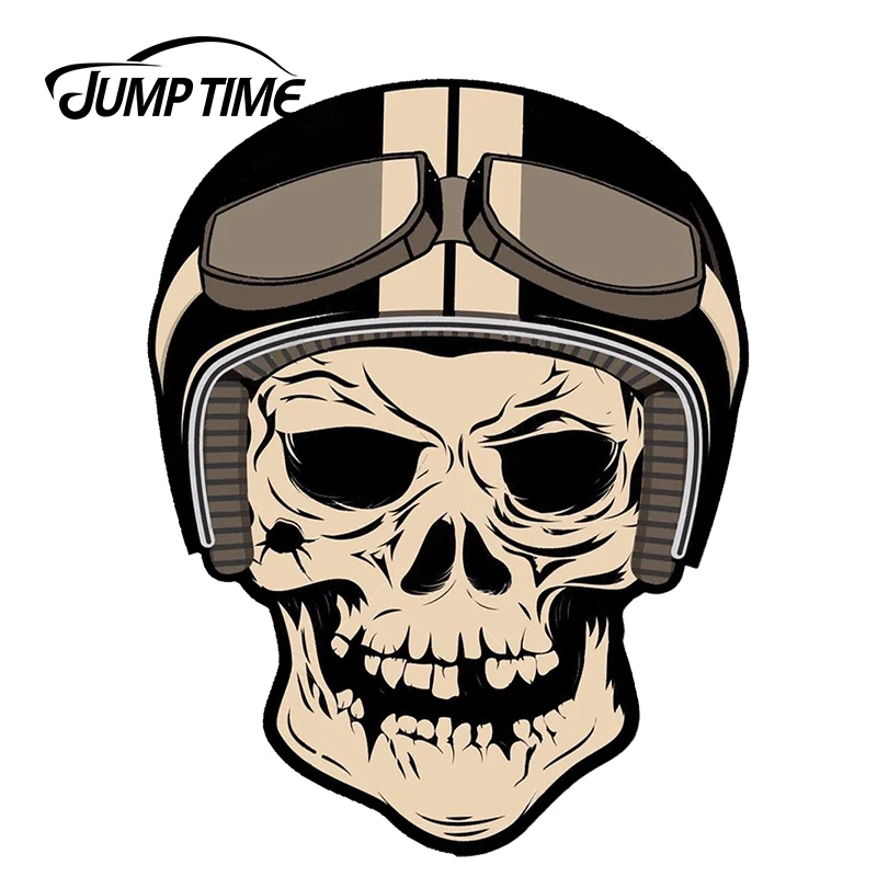 JumpTime 13cm x 12cm Vinyl STICKERS DEATH SKULL HELMET AUTO MOTO CAR BIKE MOTORCYCLE Waterproof Vinyl Car Styling