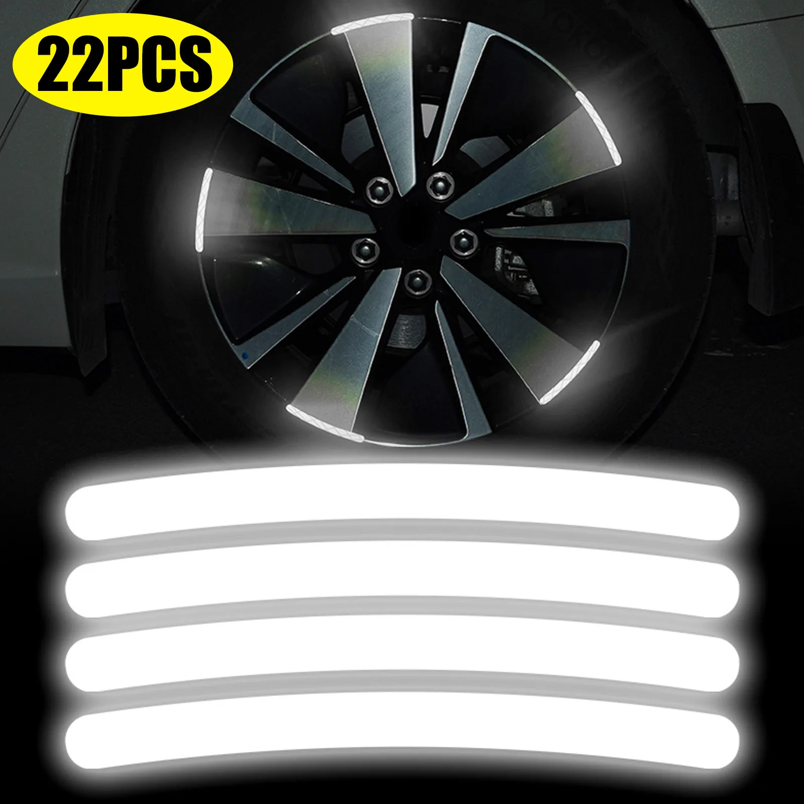 

22Pcs Car Reflective Wheel Hub Stickers Decals Safety Luminous Stripe Auto Tire Rim Sticker For Alfa Audi BMW Fiat Toyota Volvo