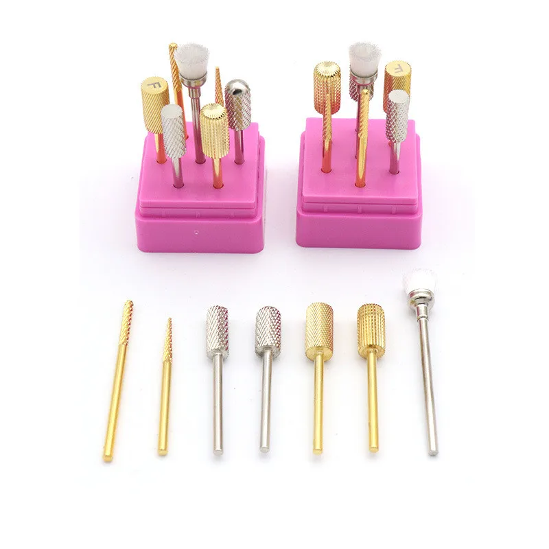 2.35mm shank tungsten steel nail nursing tool set Electric Grinding Head Set Rotary Tool For Manicure Pedicure Tool 7pcs