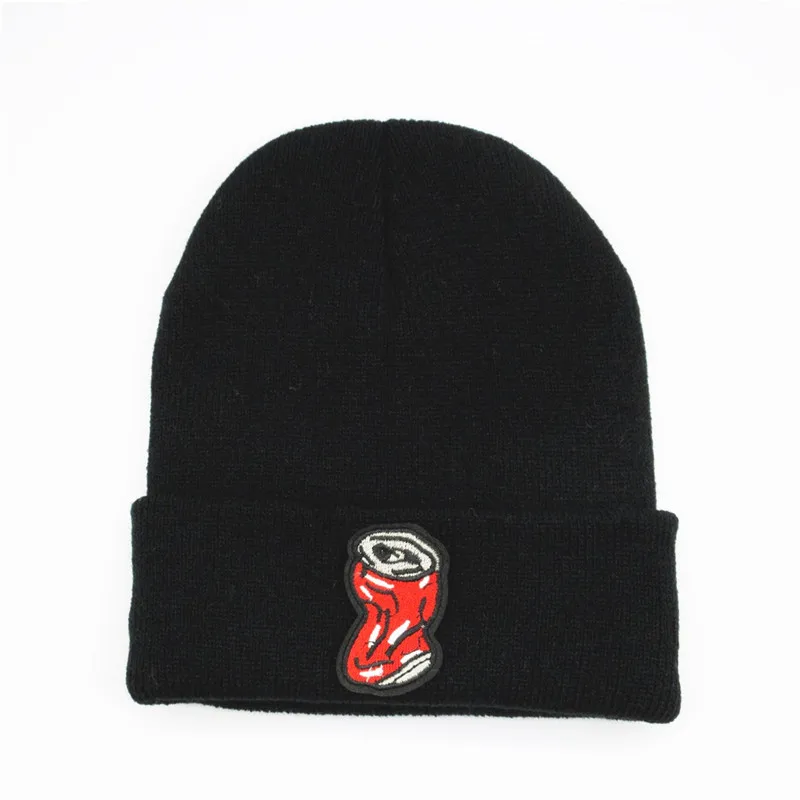 

Cotton Drink Bottle Embroidery Thicken Knitted Hat Winter Warm Hat Skullies Cap Beanie Hat for Men and Women 23
