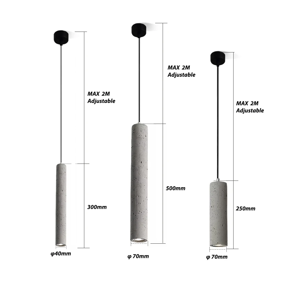 Nordic Led Cement Chandeliers Bedroom Restaurant Bar Cafe Island Counter Hanging Light Creative Designer Long Single Head Lamp