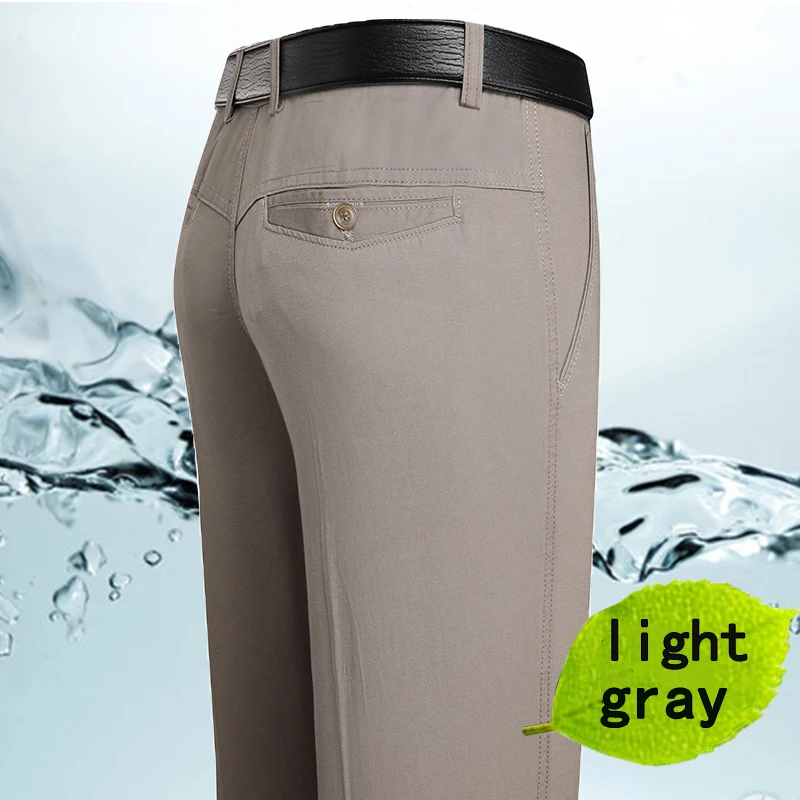 Spring and Summer Brand Men\'s Trousers Middle-aged Men Trousers Thin Casual Solid Color Loose Pant High Waist Man Trouser Pant
