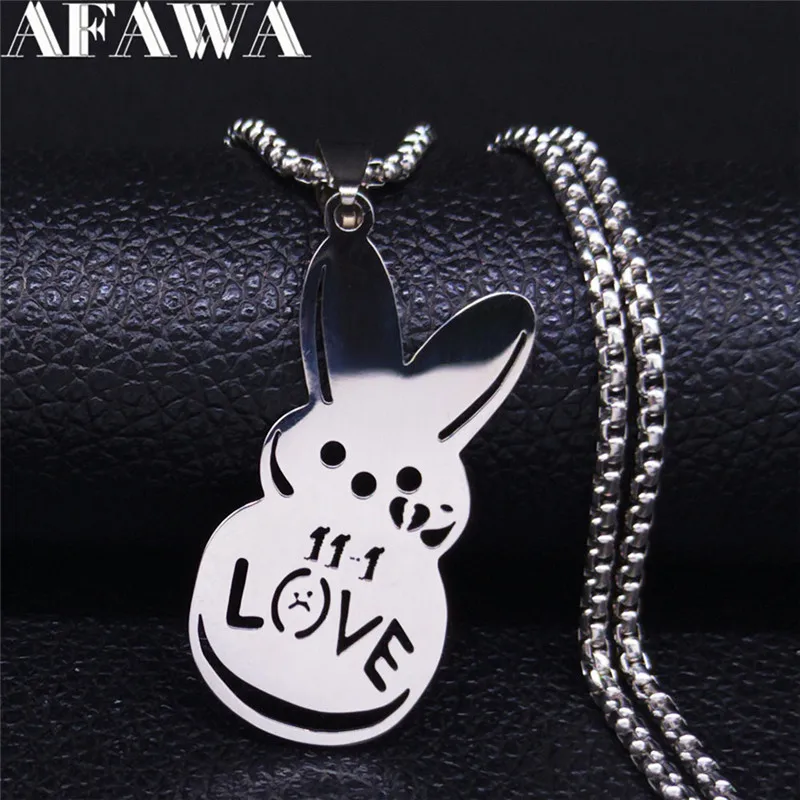 

Kpop Lil Peep Rabbit Sad for Love Couple Pendant Necklace for Women Men Stainless Steel Music Chain Jewelry Collar Fans N4209