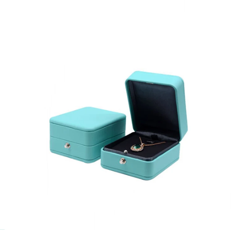 High Level Special Blue PU Ring Box Pendant Holder Jewelry Gift Packaging Case for Wedding Proposal