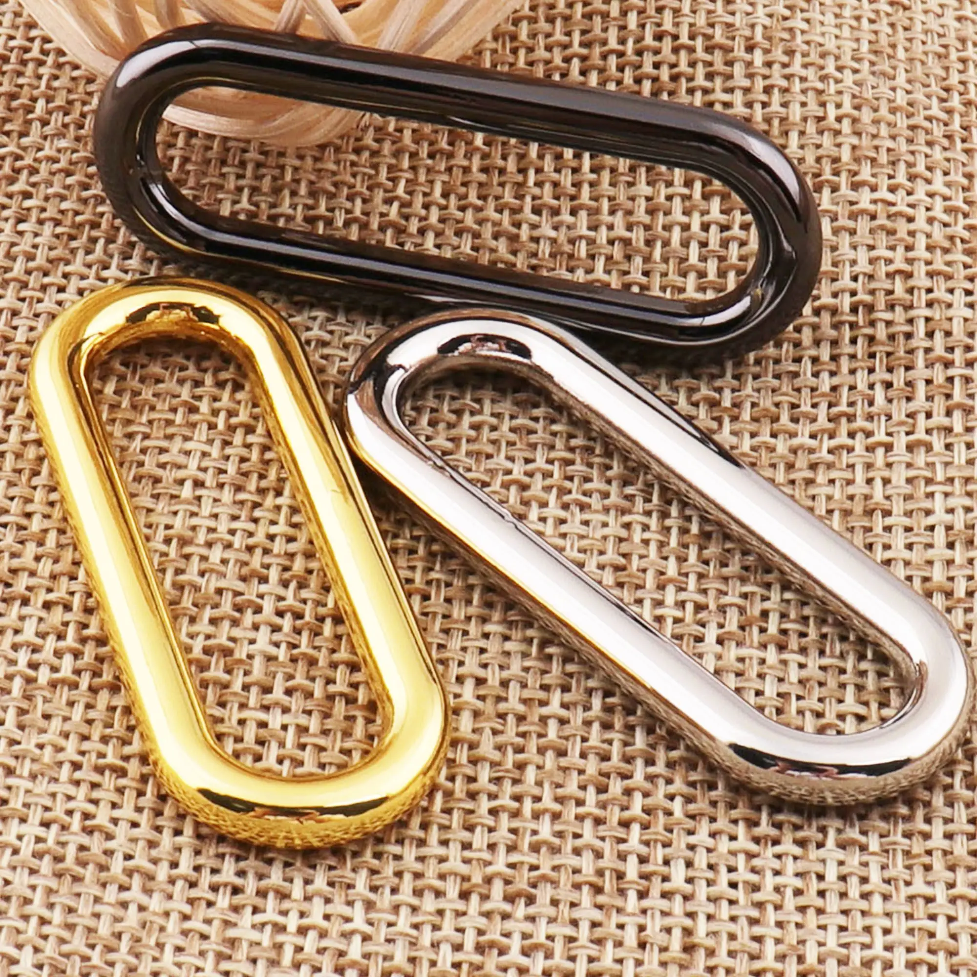 10 PCS oval Rectangle Rings Silver/Gold/Gunmetal Wire Loops Webbing Purse Buckle Bag Making Handbag leather carft 1.5\