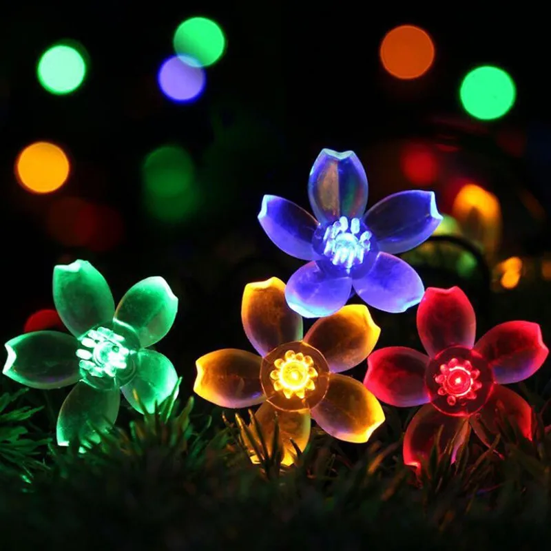 New Year LED Solar Sakura String Lights LEDs Fairy Holiday Party Decors Lamp Garden Waterproof Landscape Decoration String.