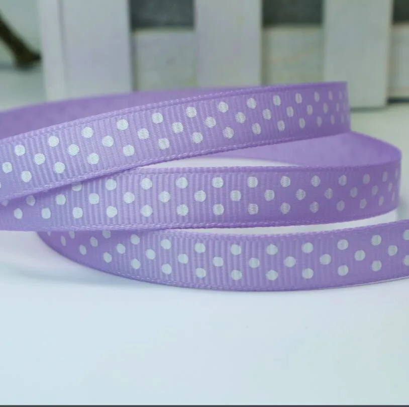 5Yards/Lot 3/8\'\'(10MM) White Polka Dots Printed Grosgrain Ribbon Tape Ribbons For DIY Crafts Diy Accessories