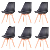 Set of 4 / 6 Nordic Medieval Dining Chairs PU Padded Seat Beech Wood Legs Desk Chairs for Dining Room Bedroom Balcony Restaurant