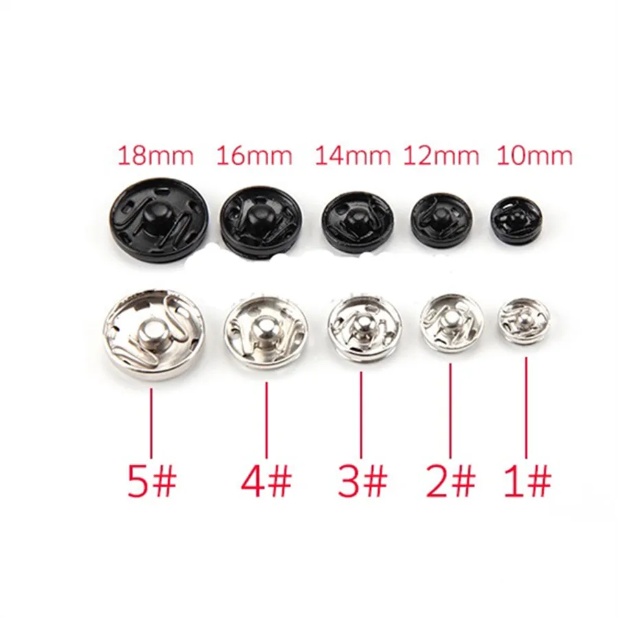 8/10/12/14/16/18mm Small Metal Snap Fasteners Press Button Stud Black White Clothing accessories Sewing Embedded buckle