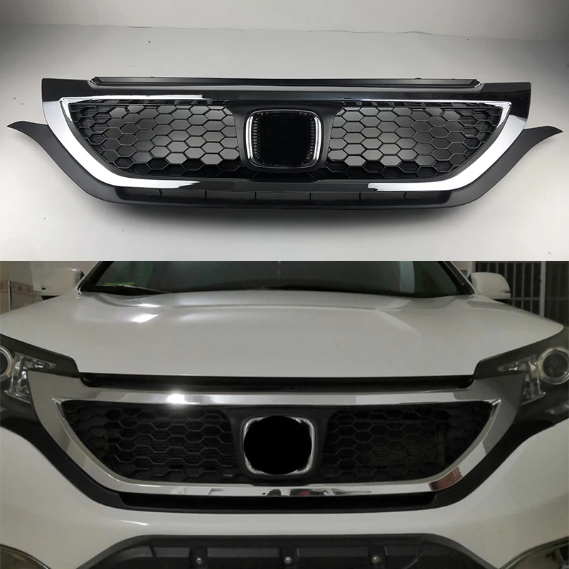 

For Honda CRV C-RV Front racing grill grille trim accessories 2012-2015 bumper separator Honeycomb black silver grille