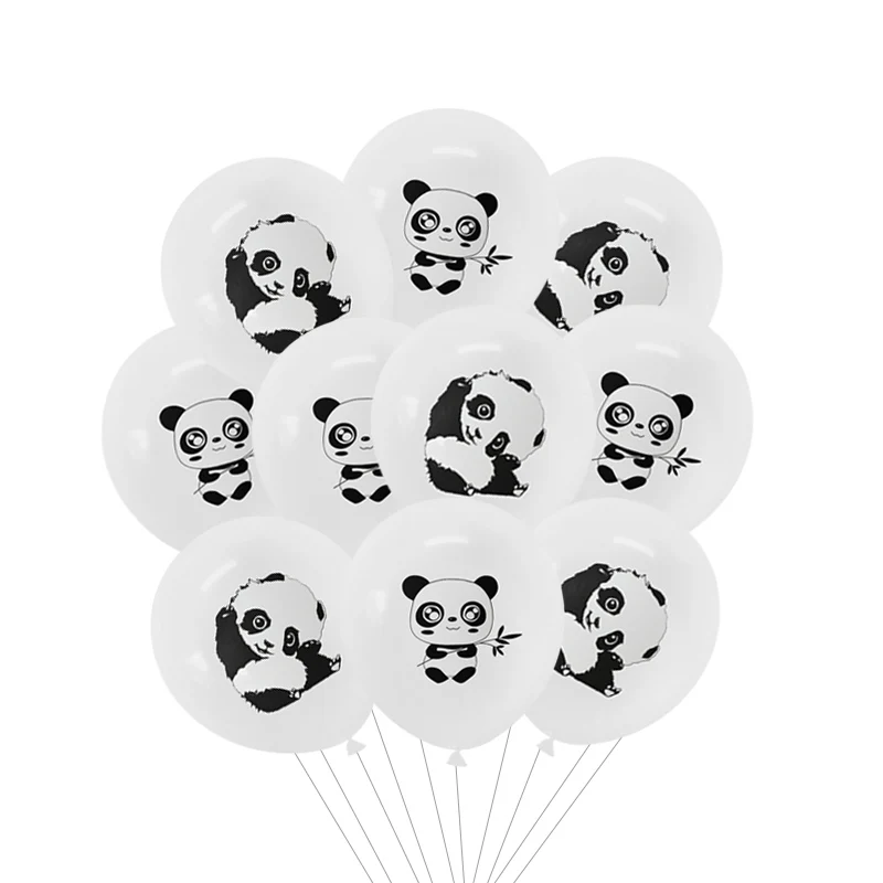 Globo de látex con diseño de Panda, decoración de bambú, confeti de piezas, suministros de cumpleaños para Baby Shower, 5/10/15 Fiesta Temática, 12