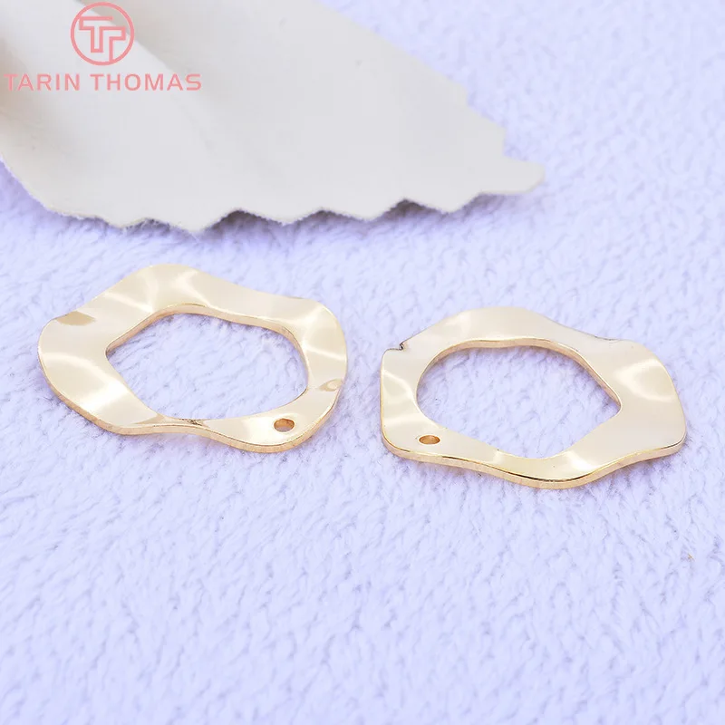 (156)6PCS 23.5x22MM 24K Gold Color Plated Brass Hollow Irregular Charms Pendants High Quality DIY Jewelry Making Findings