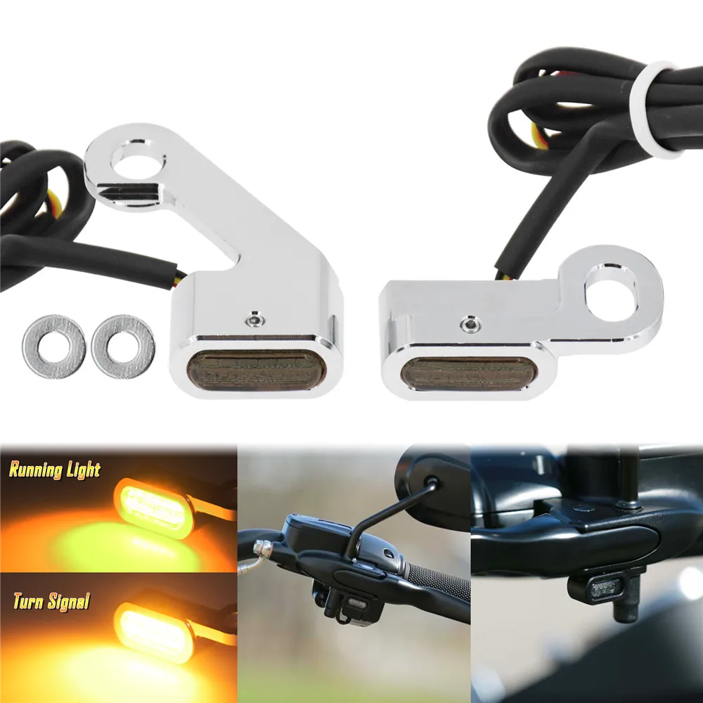 2X Motorcycle LED Mini Amber Turn Signal Indicator Running Light With E Mark Lamp For Harley Touring FLHR 09-17 Softail 15-20