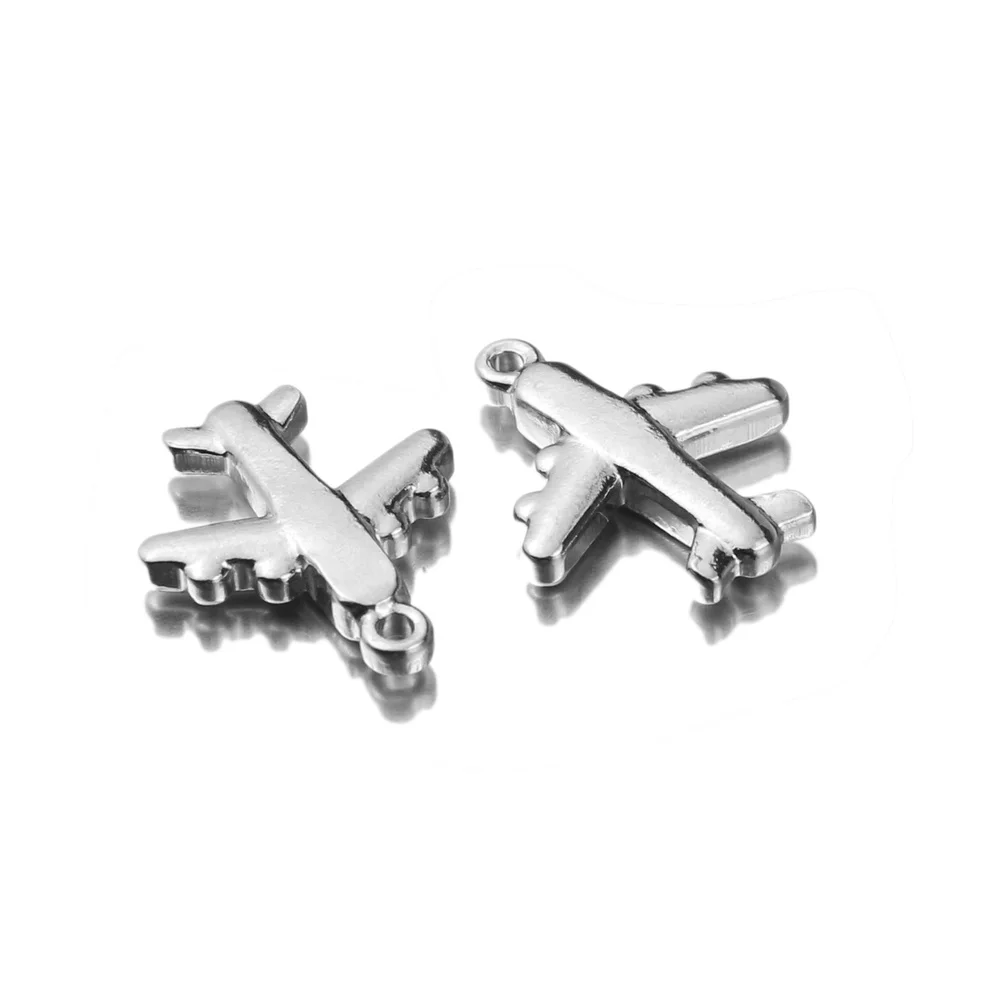 5pc/lot Stainless Steel 3D Aircraft Connector Bracelet DIY  Findings Components Metal Earring for Do Not Fade Jewelry Making