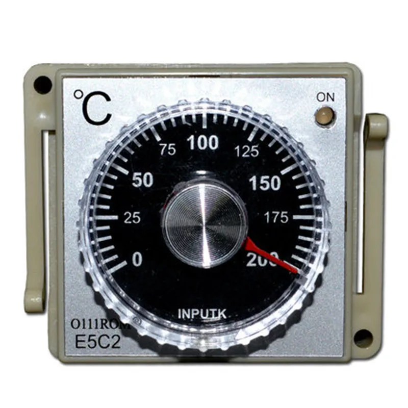 E5C2-R AC 220V Analog Dial K Input Relay Output Pointer Temperature Controller w Din Base E5C2 Temperature Control Instrument