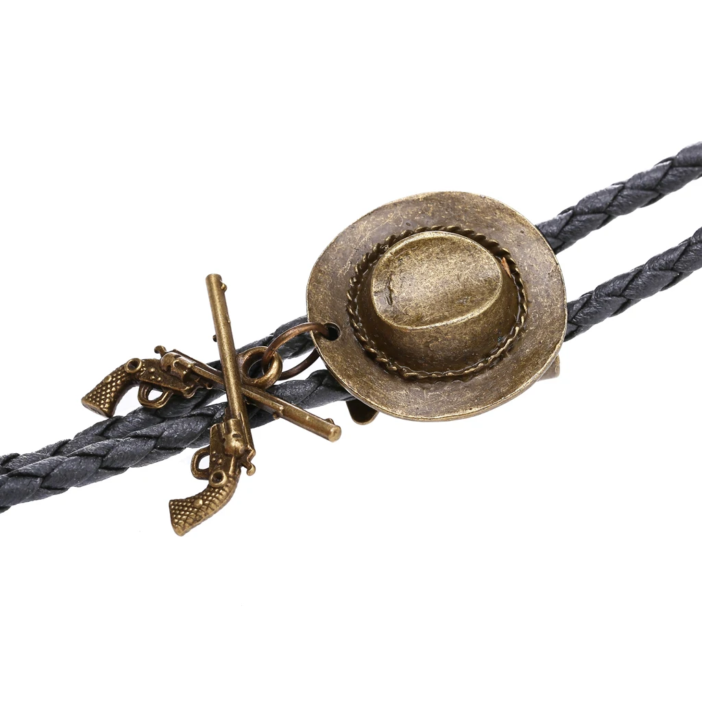 Western Cowboy Double Gun Hat Bolo Tie Riding Fashion Accessories Metal Bolo Tie