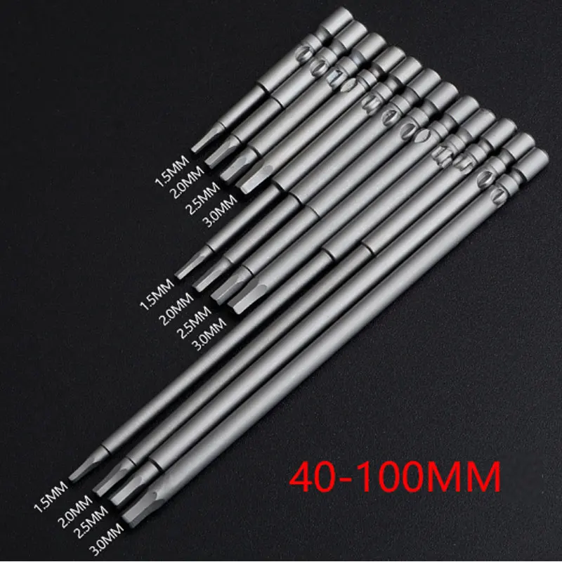 4Pcs 800 4MmรอบShankMagnetic Hexไขควงชุด 40 มม.60 มม.100 มม.ความยาวสำหรับไฟฟ้าไขควงไฟฟ้าDC Power Hexagon Bit