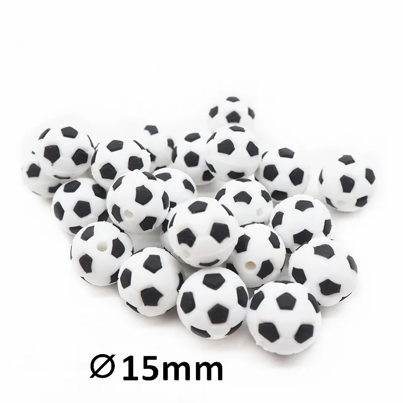 Chengkai 10pcs Silicone Football Teether Beads DIY Baby Soccer Cartoon Teething Sensory Toy Pacifier Jewelry Making Beads