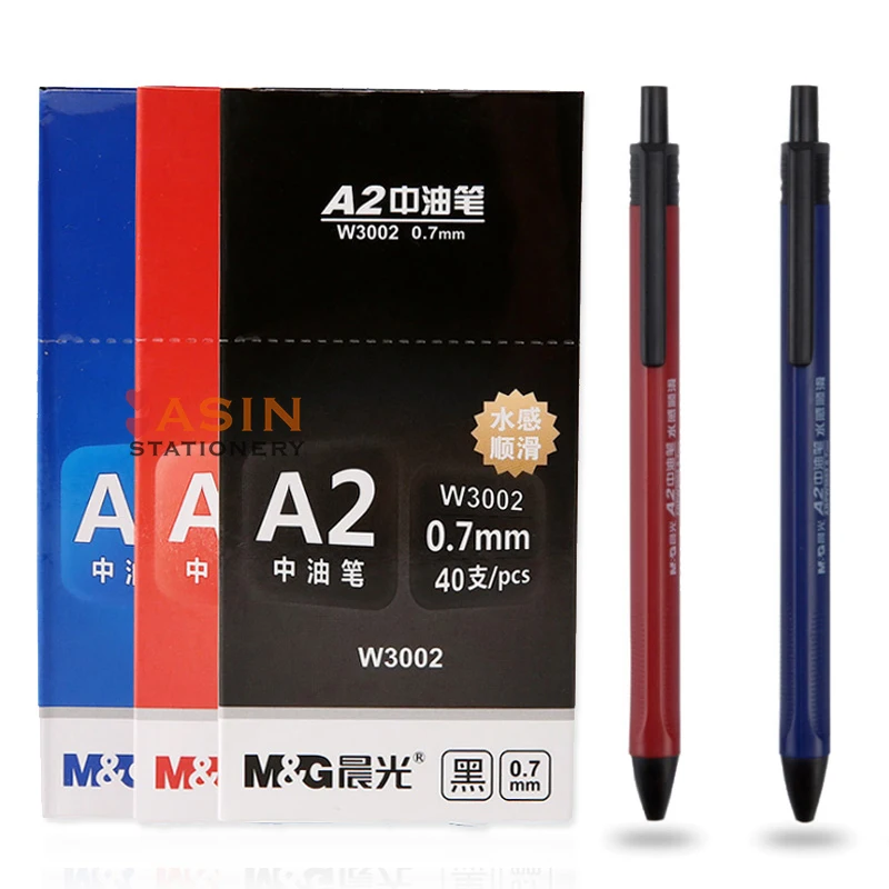 M&G W3002 Semi Gel Writing Ball Point Pen 0.7mm Black/Blue/Red Economic Ball Pen for School and Office Gift Supply