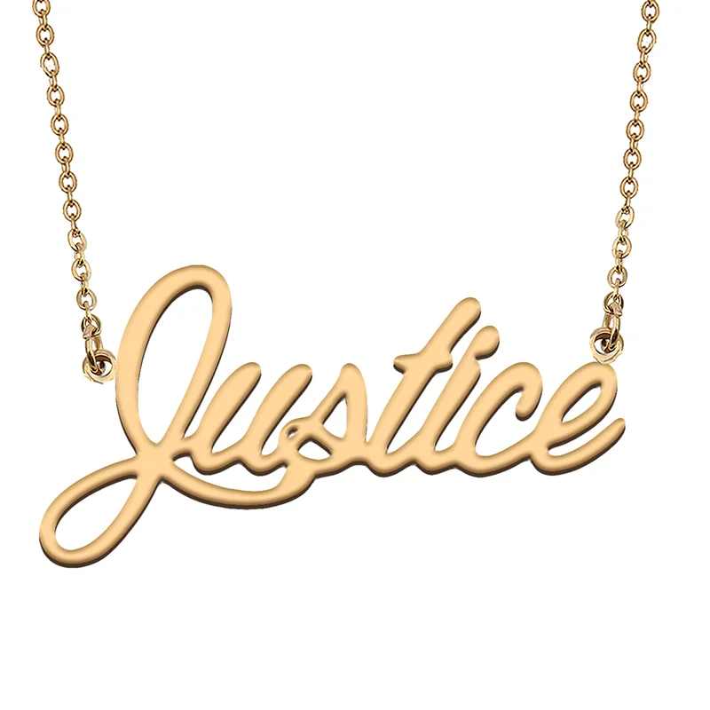 Justice Custom Name Necklace Customized Pendant Choker Personalized Jewelry Gift for Women Girls Friend Christmas Present