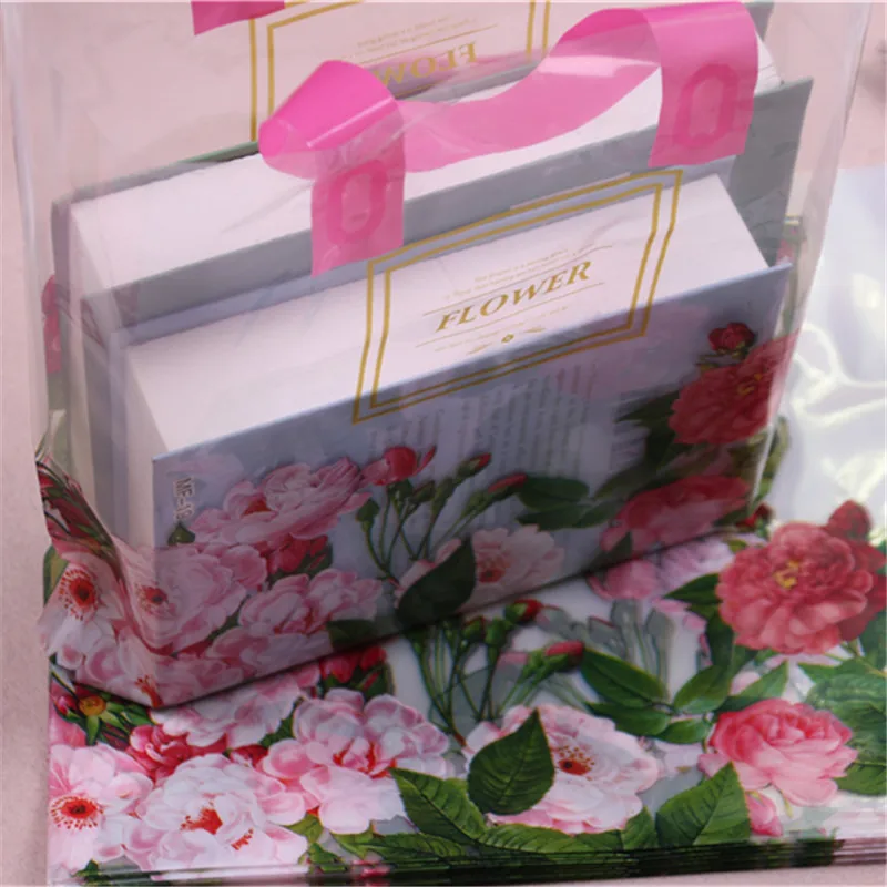 HDPE Eco-friendly Packaging Bags With New Fashion Luxury Flower 10pcs/lot 29*35cm Large Plastic Clothing Package Bags