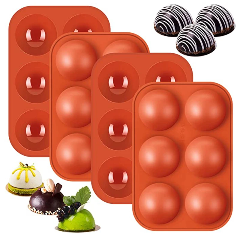 6 Holes Semi Sphere Silicone Mold For Baking Half Ball Mould For Making Round Hot Chocolate Bomb Cake Jelly Dome Mousse Tools