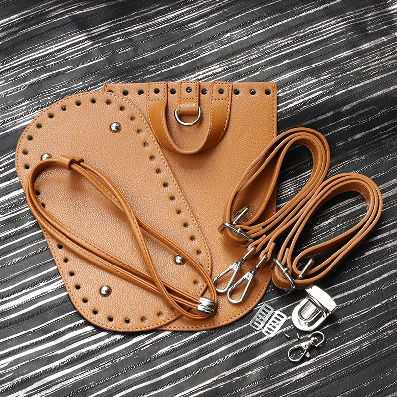 Women Handmade Handbag Sewing Bag Leather Cover With Holes DIY Accessories for Knitting Backpack