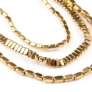 Gold gebadete Hämatit runde Würfelperlen, natürlicher Abstandshalterstein, lose Perlen, um Schmuck zu machen, DIY -Armbänder vorhanden, Farbaufbewahrung, 15 8 Hauptverkaufsstein Cubica - №5