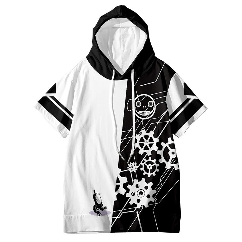 Game NieR Automata 2B YoRHa No. 2 Type B 9S YoRHa No. 9 Type S Cosplay Costume Short Sleeve Unisex Hoodie t-shirt Graphic Tops