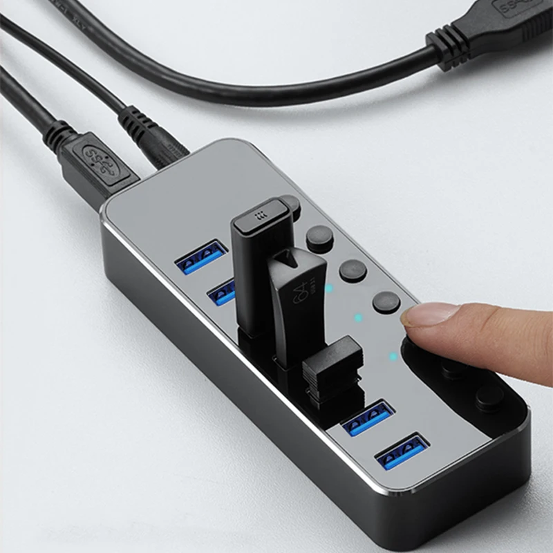 

USB3.0 splitter, multi-interface Hub hub, high-speed expansion port, one for four, 7 ports with switching power interface