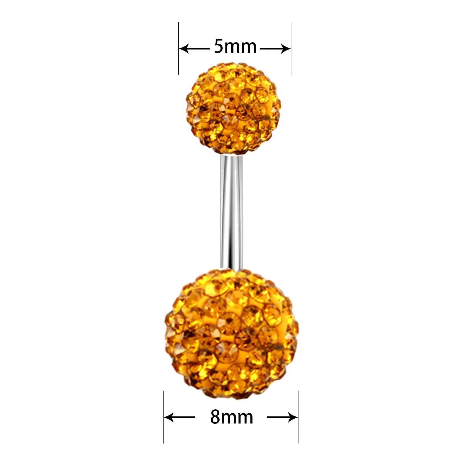 1PCS Stainless Steel Round Cz Crystal Disco Ball Belly Button Ring 14G Gltter Belly Piercing Bar Sexy Navel Bar Piercing Nombril