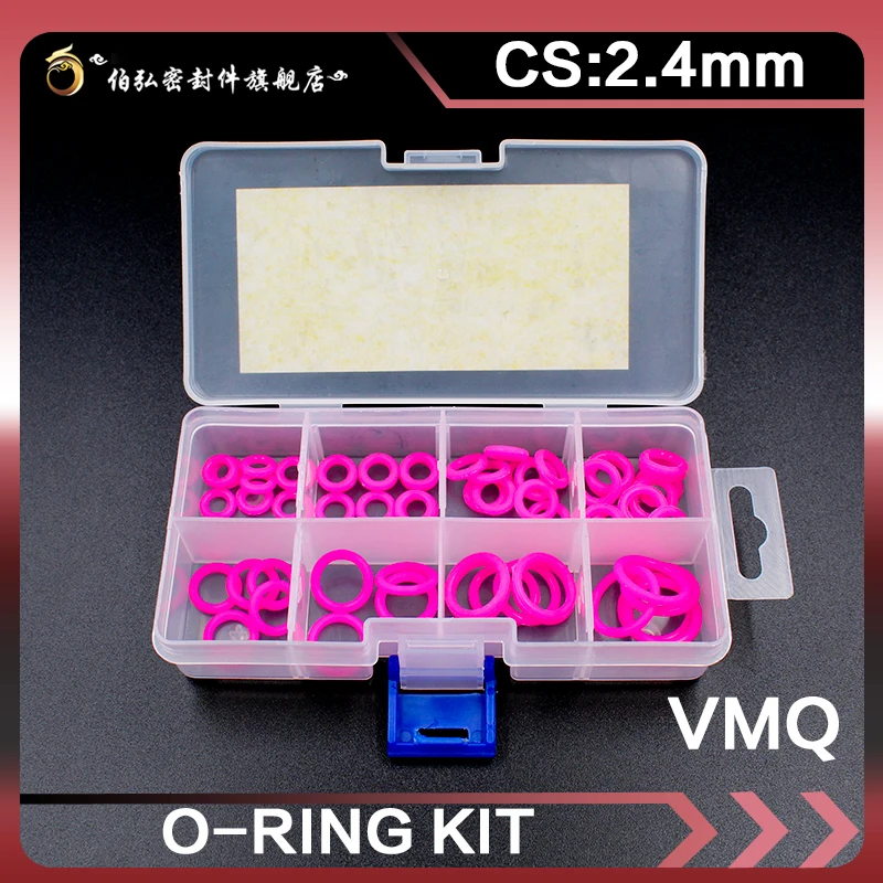 

Pink Silicone rubber O-Ring Thickness 2.4mm Ring Seal Silicon Sealing O-rings VMQ Washer oring set Assortment Kit Set O Ring