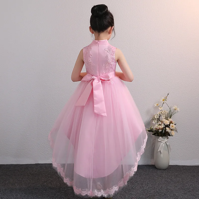 Girls Graduation Tail Pageant Long Dress Wedding Gown Party Princess Dress for  Costume Children Pageant Long 3-12 Years