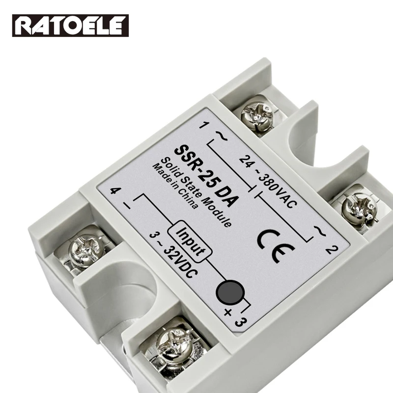 Single Phase Solid State Relay 10DA/25DA/40DA Input 3-32VDC Output 24-380VAC SSR DC Control AC