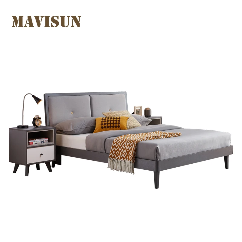 Conjunto de muebles de lujo para el hogar, cama de estilo europeo Simple de madera maciza de 1,2 m, estilo nórdico, pequeño apartamento, cama doble