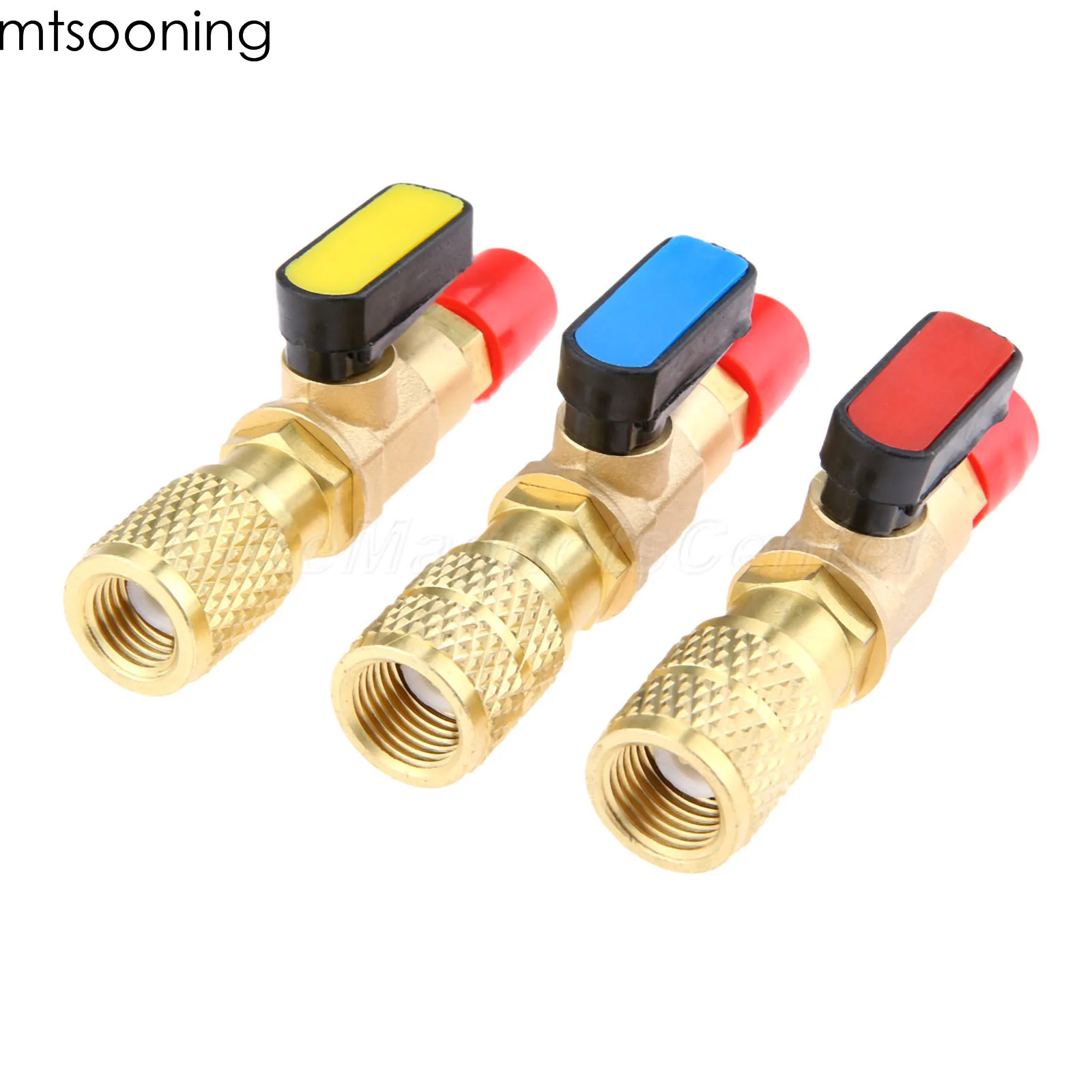 mtsooning 3pcs Straight Shut-off Valve HVAC Gauges R410A Valves Refrigerant Adapter AC Charging Hoses Mayitr Straight Ball Valve