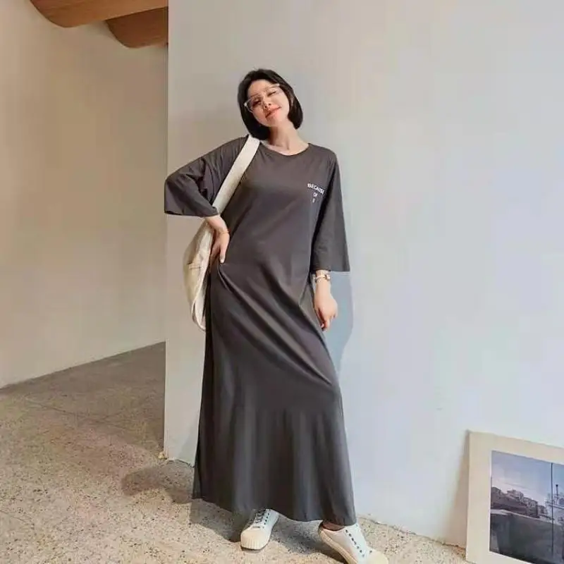 Plus Size 4XL 5XL Long Nightdress Women Summer Sleepwear Home Dressing Gown Loose Casual Short Sleeve Nightgown Cotton Nightwear