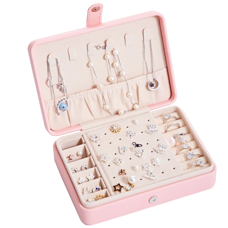 DoreenBeads Da PU Hộp Đựng Trang Sức Bông Tai Nhẫn Hộp Hiển Thị Di Động Nữ Đa Năng Vòng Cổ Trang Sức Hộp Bảo Quản 1