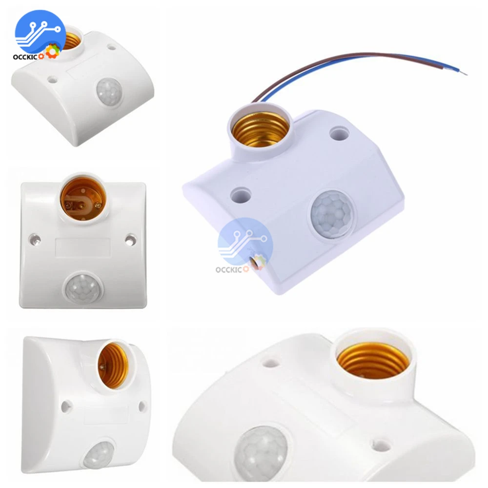 E27 AC110-220V 50/60Hz 5LUX Motion Sensing Switch Infrarood Motion Sensor Automatische Licht Lamp Houder Schakelaar Wit