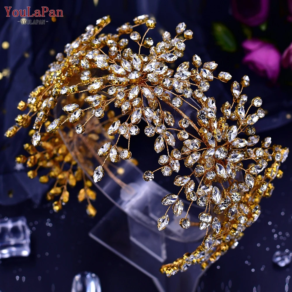 TOPQUEEN HP389 Crystal Wedding Headband Handmade Bridal Crown Rhinestones Woman Hair Ornament Wedding Hair Accessories Headdress