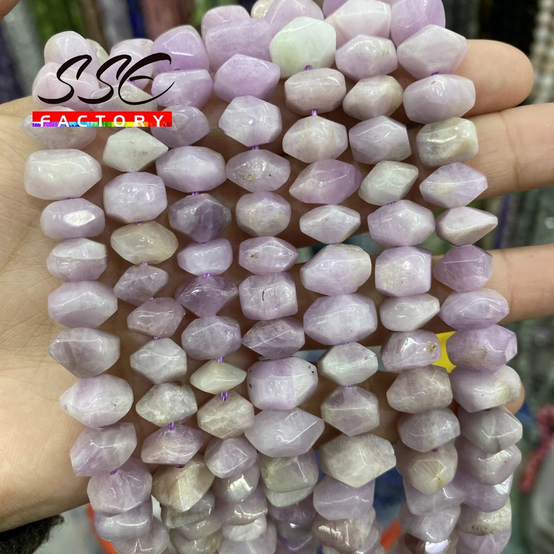 Natural Purple Kunzite Stone Beads Irregular Special Cut Genuine Loose Spacer Beads for Jewelry Making DIY Bracelets 15 Inches