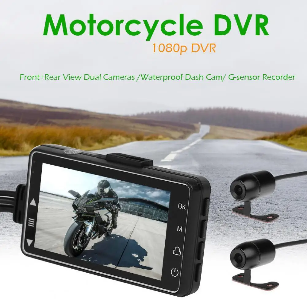 Motorcycle DVR Full HD-compatible Dual Cameras Portable Loop Recording 720P Rearview Mirror Dash Cam for Motocross