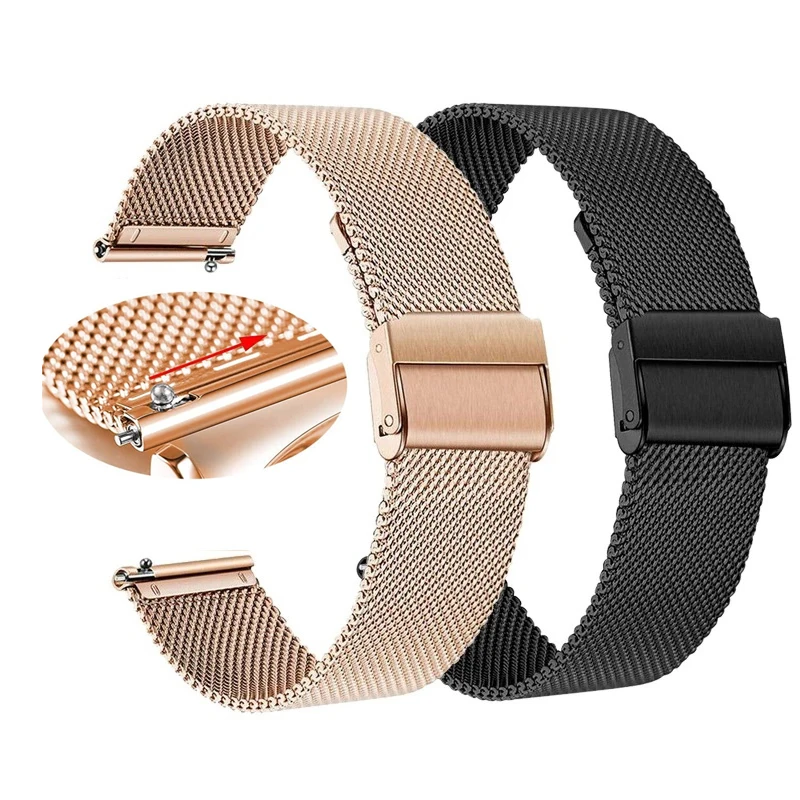 Business Replacement Mesh Strap 18mm 20mm 22mm for Samsung Galaxy Watch 42mm 46mm SM-R800 SM-R810 Rose Gold Metal Strap Band