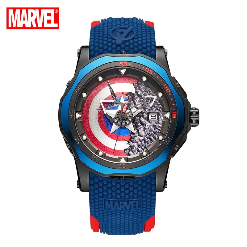 

MARVEL Official Captain America Shell Dial The Avengers Japan Quartz Fashion Casual Stainless Steel Wristwatches 100M