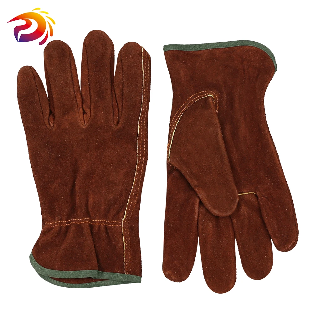 

Wood Working Leather Work Gloves Cow Split Leather WIth White Knitted Lining 12 Pairs/Dozen