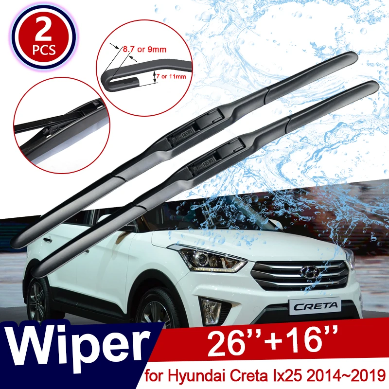 

Автомобильная щетка стеклоочистителя для Hyundai Creta Ix25 2014 ~ 2019, аксессуары 2015, 2016, 2017, 2018, стикер на лобовое стекло переднего стекла, хорошо