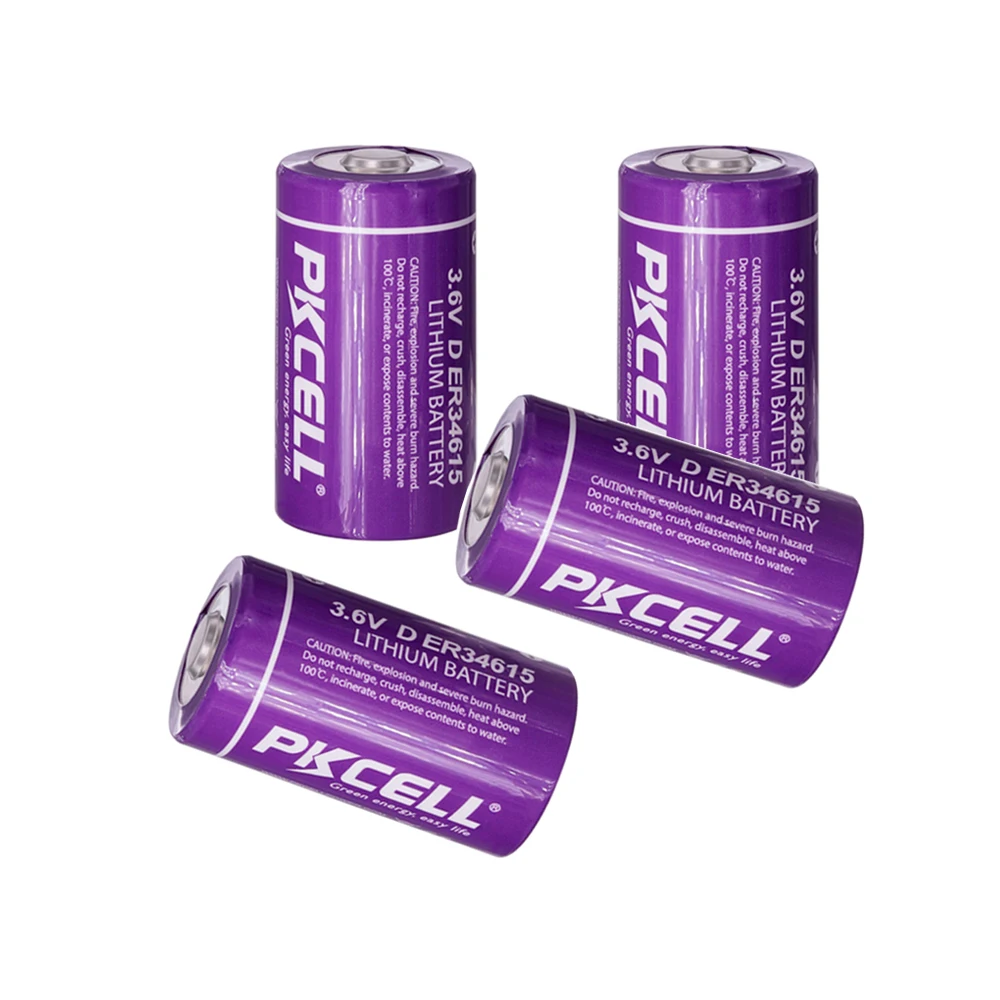 4Pcs PKCELL 19ah ER34615 34615 3.6V Size 34.2X61.5mm 19000MAH Non-rechargeable D LiSOCl2 Batteries  lithium batteriesfor 10years