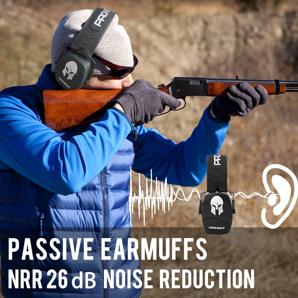 ZOHAN-Ear Protection Noise Canceling Earmuffs, Slim Passive Hearing Protector, Spartan Ear Defenders, Spartan, NRR 22dB